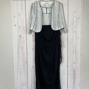Jeanne Alexander 14W Maxi Dress Jacket 2 Piece Set Glitter Chiffon Layered Flaw - Picture 1 of 16