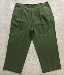 Vintage Tommy Hilfiger Leinenhose Herren grün 40x27 weites Bein Hose Kobold - Bild 1 von 14