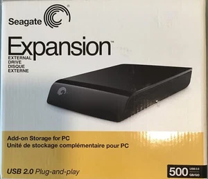Seagate 500GB Expansion External Portable Hard Drive Storage USB 2.0 - Black - Afbeelding 1 van 8
