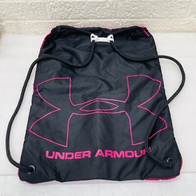 Under Armour Hot Pink Black & White Drawstring Carry Sport Sackpack Bag • VGUC‼ - Image 1 of 4