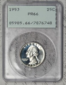 1953 Washington Quarter PCGS PR66 Proof in Old Rattler Holder! #EGY5 - Picture 1 of 2