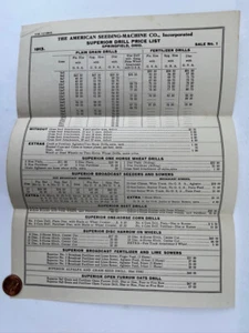 1913 American Seeding Machine Co. Price List Springfield OH Superior Drill - Picture 1 of 3