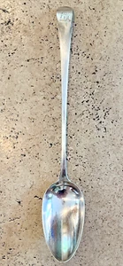 Georgian English Sterling Silver Platter Stuffing Serving Spoon 12-1/8” - Picture 1 of 6
