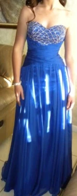 Cache Strapless Long Beautiful Evening Dress  Size 0 Royal Blue - Image 1 of 4