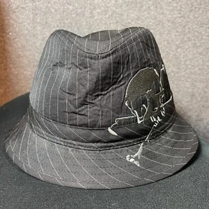 Kenny K Hut schwarz extra groß Fedora bestickt Totenkopf Nadelstreifen Herren. - Bild 1 von 7