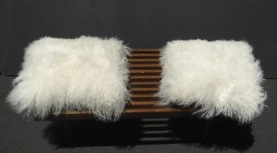 Two Faux Fur Mongolian White Throw Pillows  - Image 1 of 4
