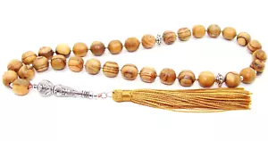 10mm x33 GENUINE OLIVE ZAITOON  WOOD ISLAMIC PRAYER BEADS TASBIH MASBAHA QURAN - Picture 1 of 6