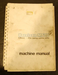 Harrison M500, 21" Swing, Lathe Operations Schematics, Maintenance Parts Manual - Picture 1 of 1