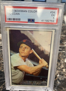 1953 Bowman Color #34 Gil Coan ~ Washington Senators ~ PSA EX 5