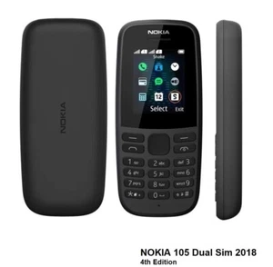 Brand New Nokia 105 - Black (Unlocked) Cheap Mobile Phone dual sim 2018 - Picture 1 of 3