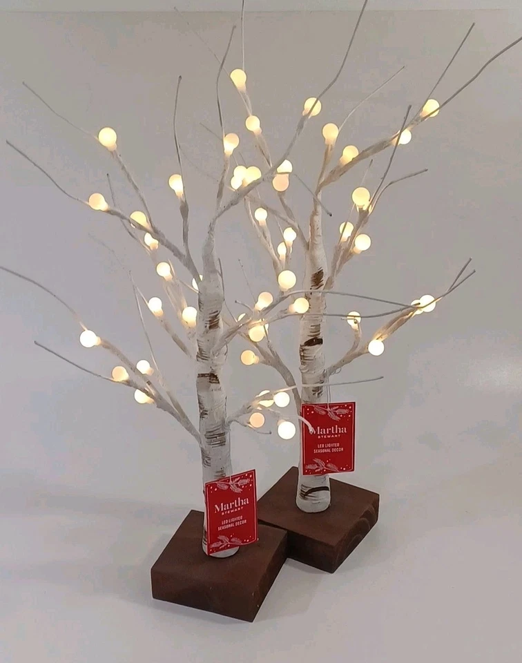 2 Martha Stewart Iluminar Árbol de Abedul Blanco LED Invierno País de las Maravillas Navidad, 24" Foto 1 de 1