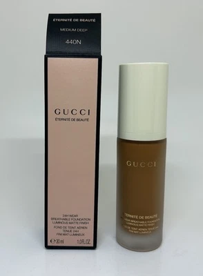 Gucci Foundation 24 Hour Full Coverage Luminous Matte Medium Deep 440N NIB 1 oz - Image 1 of 4