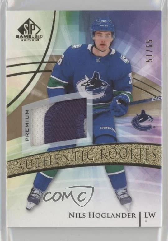 2020 SP Game Used Authentic Rookies Gold /65 Nils Hoglander #165 Rookie Patch RC - Image 1 of 2