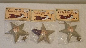 Kandy's Star Face Folk Art Kurt S Adler Ornaments Lot Of 3 - Picture 1 of 5