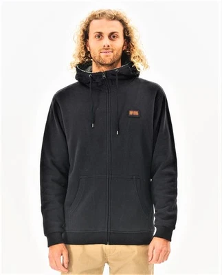 Rip Curl Hoodie Men's Lined Fleece Black Hoody Surf Revival - Image 1 of 4