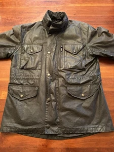 Barbour Men's Sapper Black Waxed Cotton Insulated Jacket Size Medium M - Picture 1 of 10