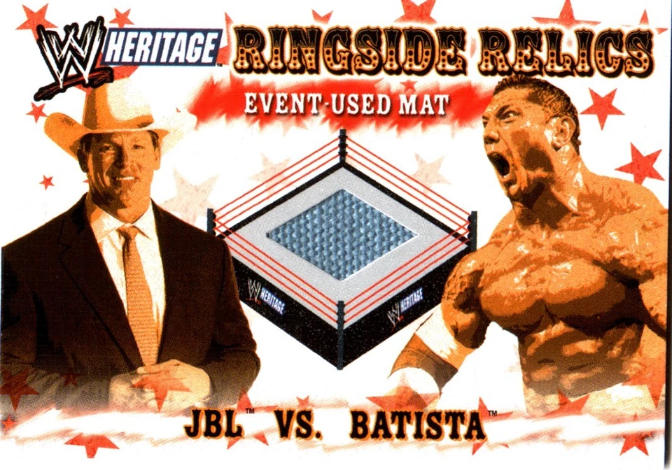 WWE Batista & JBL 2005 Topps Heritage Relic Event Used Mat Card - Image 1 of 1