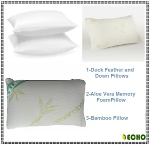 ALOE VERA Memory Foam Pillow Bamboo Shredded Duck Feather Pillow Back Support - Picture 1 of 8