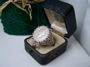 VINTAGE 925 SOLID STERLING SILVER 1965 SIXPENCE SIX PENCE COIN RING SIZE S 9 - Picture 1 of 11