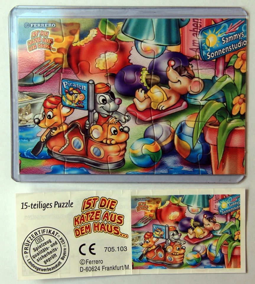 (2003) Puzzle "Ist die Katze aus dem Haus, Ecke rechts" mit BPZ, Puzzlehülle - Bild 1 von 1