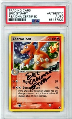 PSA Signed Eric Stuart Charmeleon 31/112 Ex Fire Red & Leaf Green Reverse Holo - Image 1 of 2