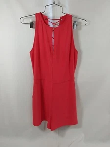 Leith Sleeveless Coral Keyhole Lace-Up Racerback Rompers Size xs - Picture 1 of 13