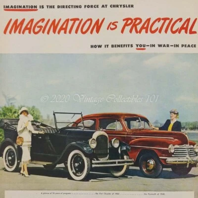 1945 1924 Chrysler 1942 Plymouth MOPAR classic car photo art decor print ad - Image 1 of 4