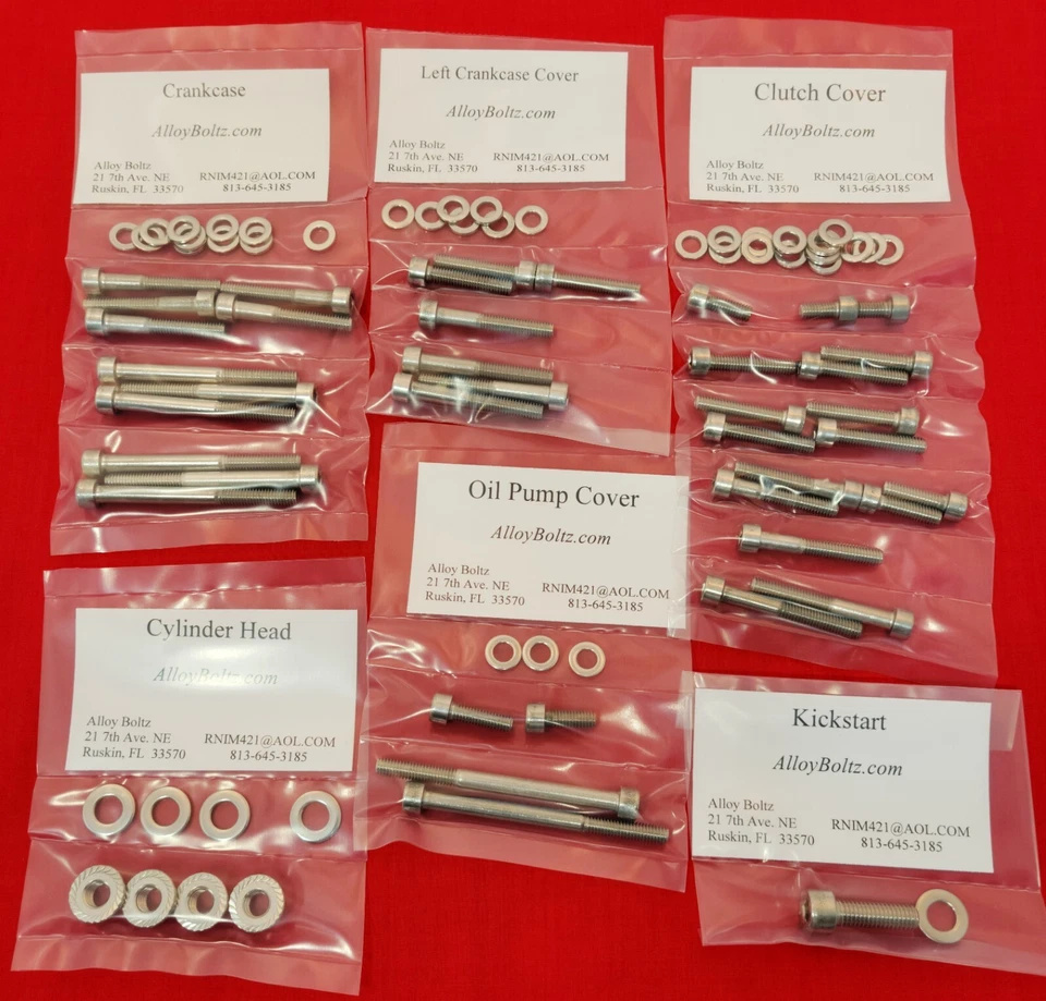 KIT DE PERNOS DE MOTOR DE ACERO INOXIDABLE PULIDO KAWASAKI 1976-2001 KD80 KD100 KE100 KM100 Foto 1 de 1