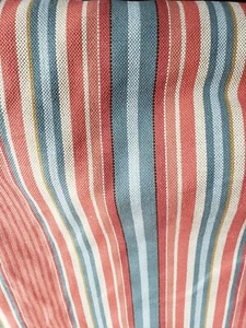 TERRACTTA AQUA IVORY HEAVY WOVEN STRIPE 4.5 YRD. REMNANT UPHOLSTERY FABRIC - Picture 1 of 3