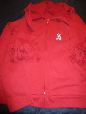 NWT LA ANGELS  MLB BASEBALL WOMENS ZIP FRONT HOODED SWEATSHIRT JACKET M - Image 1 of 2