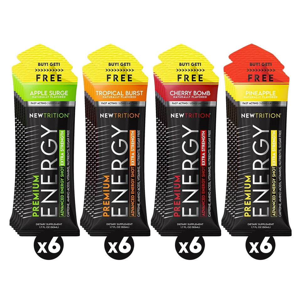 NewTrition Extra Strength Energy Shots - Variety2 - 24Ct Foto 1 de 4