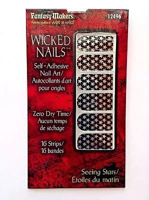 Pegatinas arte en uñas para fabricantes de fantasía envolturas calcomanías apliques estrellas negras plateadas 16 quilates Foto 1 de 3