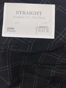 CJ Banks 24W NWT Straight Shaped Fit Mid Rise Black PLAID Pants 5698 - Picture 1 of 11