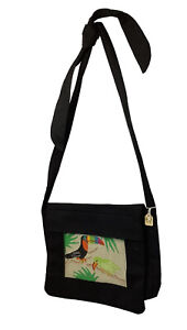 Counted Cross Stitch Kit Black Tote Bag Removable Design Birds Toucan
