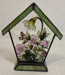 Handbemalte Blumen Floral Buntglas Gusseisen Teelicht Kerzenhalter - Bild 1 von 8