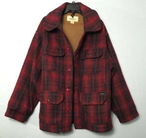 VTG Woolrich Wool Men Large Mackinaw Cruiser Jacket Red Cruiser Buffalo Hunting - Picture 1 of 16