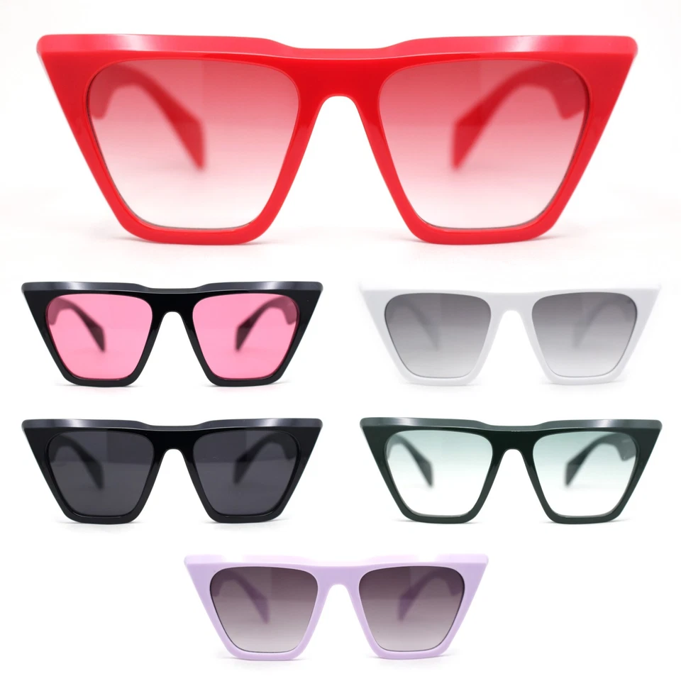 Gafas de sol para mujer de gran tamaño góticas biseladas cuadradas con tapa plana ojo de gato Foto 1 de 1