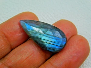Natural Labradorite Jewelry Making Flashy Rose Cut Teardrop Gem Cabochon 30x15mm - Picture 1 of 4