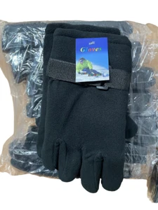 8 Pairs of Mens Microfibre Fleece Gloves, Black Warm Thermal Fleecy Gloves - Picture 1 of 1