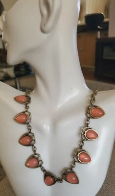 Marlyn Schiff Coral Teardrop Stones Statement Necklace - Image 1 of 4