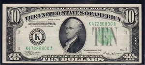 FR.2007-K 1934B Dallas $10 Federal Reserve Note VF+ - Picture 1 of 2