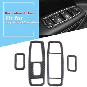 4 Carbon Fiber Car Window Switch Panel Cover Trim For 11-21 Jeep Grand Cherokee - Picture 1 of 6