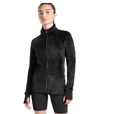 Chaqueta Athleta Cloud Polar Cremallera Completa Marrón Para Mujer Talla Mediana Bolsillos Suave Acogedora Foto 1 de 4
