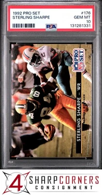 1992 PRO SET #176 STERLING SHARPE PACKERS HOF POP 1 PSA 10 - Image 1 of 3