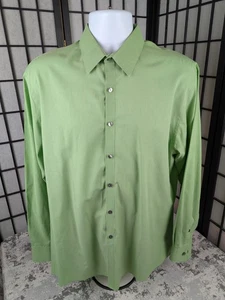 Van Heusen Studio Men's Dress Shirt Green 16-16.5 34/35 Slim Fit Stretch EUC - Picture 1 of 12