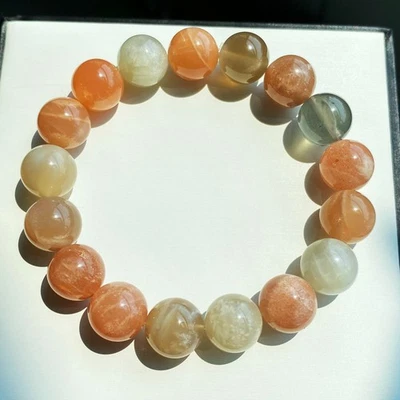 Brazalete de cuentas de cristal de luz fuerte piedra solar piedra lunar color natural 11,6 mm 019 Foto 1 de 4