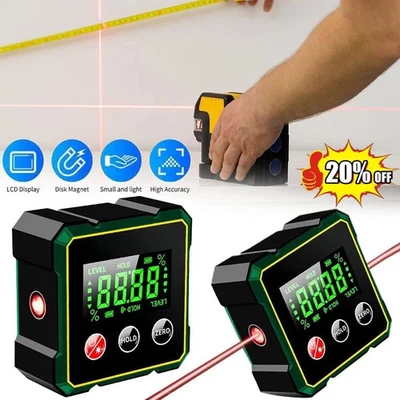 Magnetic Digital Angle Finder With Electronic Laser Gauge Protractor Inclinomete - Image 1 of 4