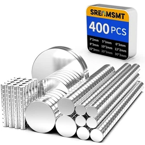 Small Magnets, 400 Pack Refrigerator Magnets of 8 Different Sizes, Round Magnet, - Picture 1 of 8