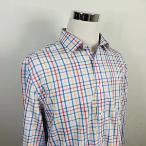UNTUCKit XL Wrinkle Free Regular Fit Shirt Blue Orange Yellow Plaid Cotton - Picture 1 of 5
