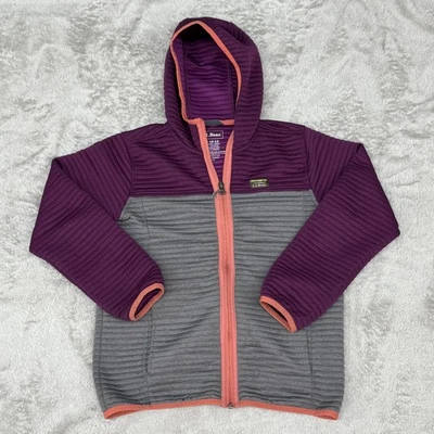 Chaqueta LL Bean Niños Mediana 10-12 Púrpura Gris Luz de Aire Cremallera Completa Con Capucha Bloque de Color Foto 1 de 4